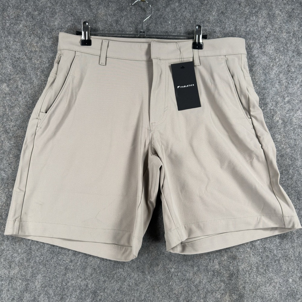 Fabletics Shorts Mens 32 Beige Chino 8 In Inseam Lightweight Casual Pockets